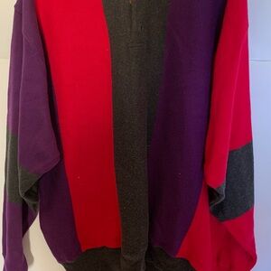 Cutter Buck Men's Sweater - Red, Purple, and Black Vintage 90’s Size XL